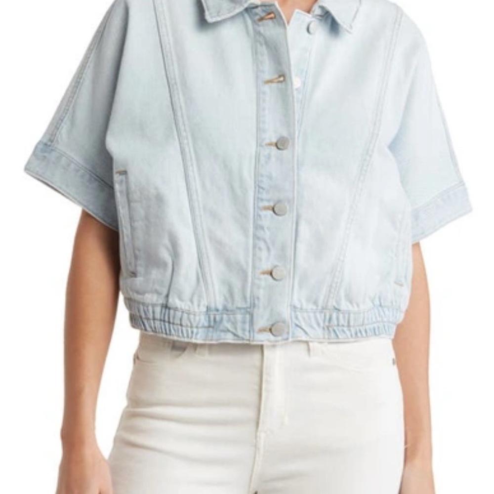 HABITUAL 80s Inspo Oversize Short Sleeve Crop Denim Jacket Mist Med